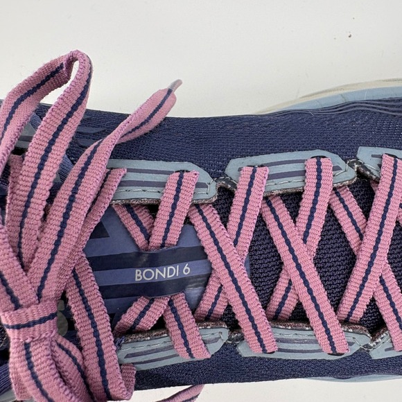 Hoka One One Bondi 6 Womens Running Shoes Blue Purple Gray Sneakers Sz Wns 9.5 - Picture 3 of 10